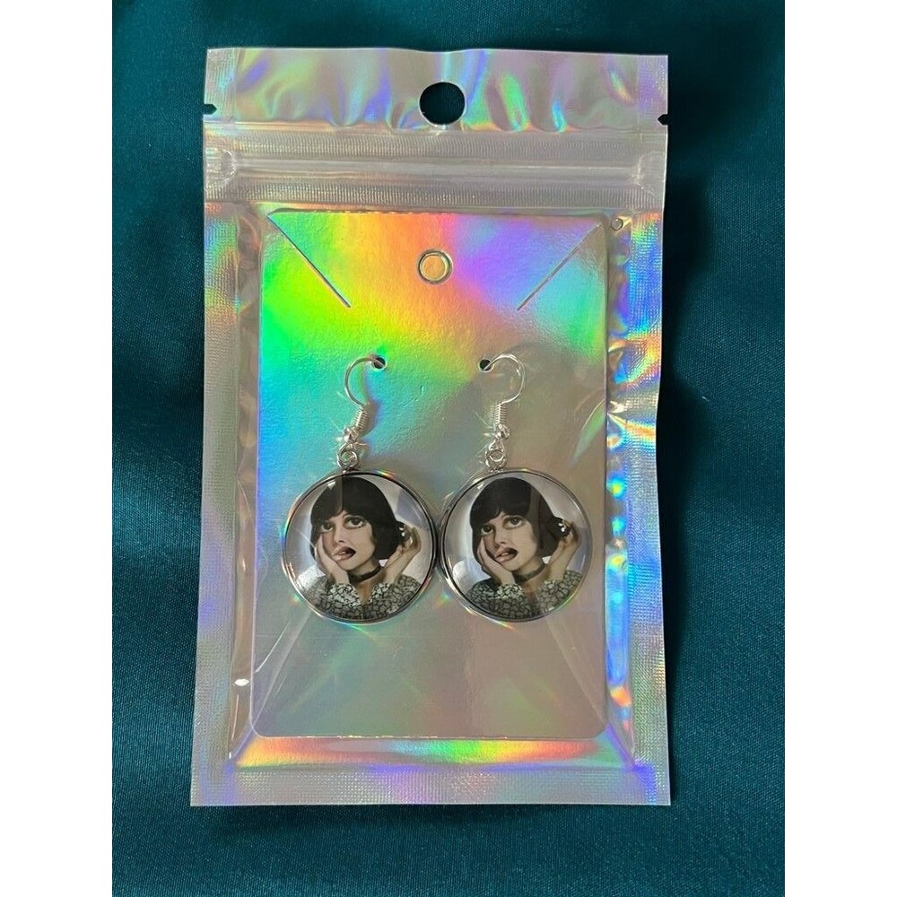 Handmade Collage Art Dangle Earrings with Vintage Face Motif